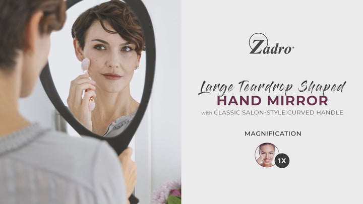 Large Teardrop Handheld Mirror with Handle