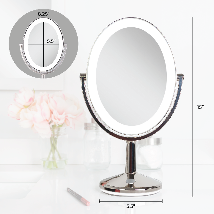 Huntington Lighted Makeup Mirror with Magnification & Rechargeable