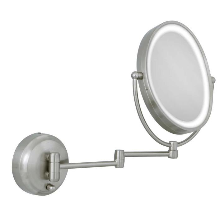 Cordless Dual LED Lighted Oval Wall Mount Mirror, 10X/1X, Satin Nickel - Zadro Products