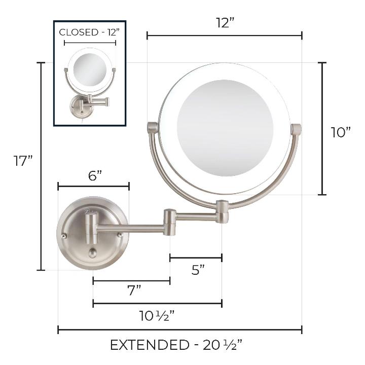 Dual Sided, Lighted Fluorescent Wall-Mount Mirror - Zadro Products