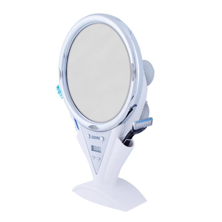 Power Zoom Lighted Makeup Mirror with Magnification & Digital Clock